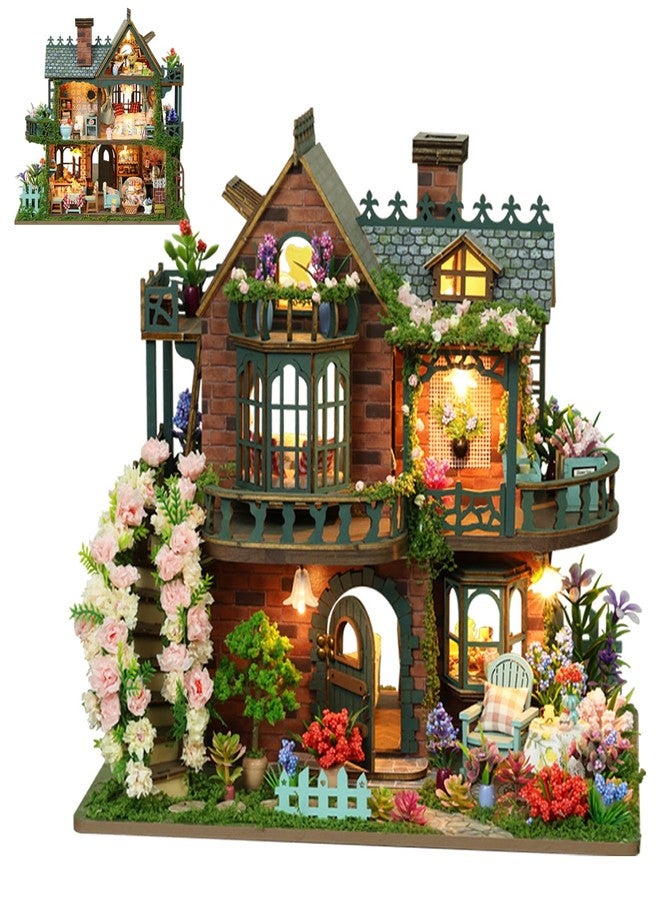 Plustopoy DIY Miniature House Kit - DIY Mini House Building Kit - Wooden Dollhouse Miniature Kit -Tiny Garden House Diorama Building Kits with Light - 3D Puzzle Adult Craft Unique Gift - Image 1